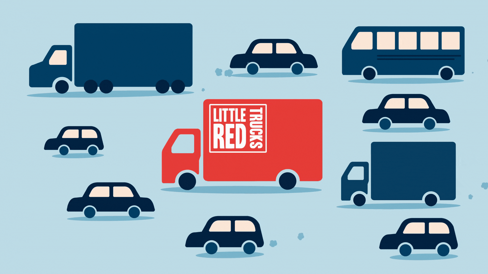 Little Red Trucks moving around Melbourne — click to play video